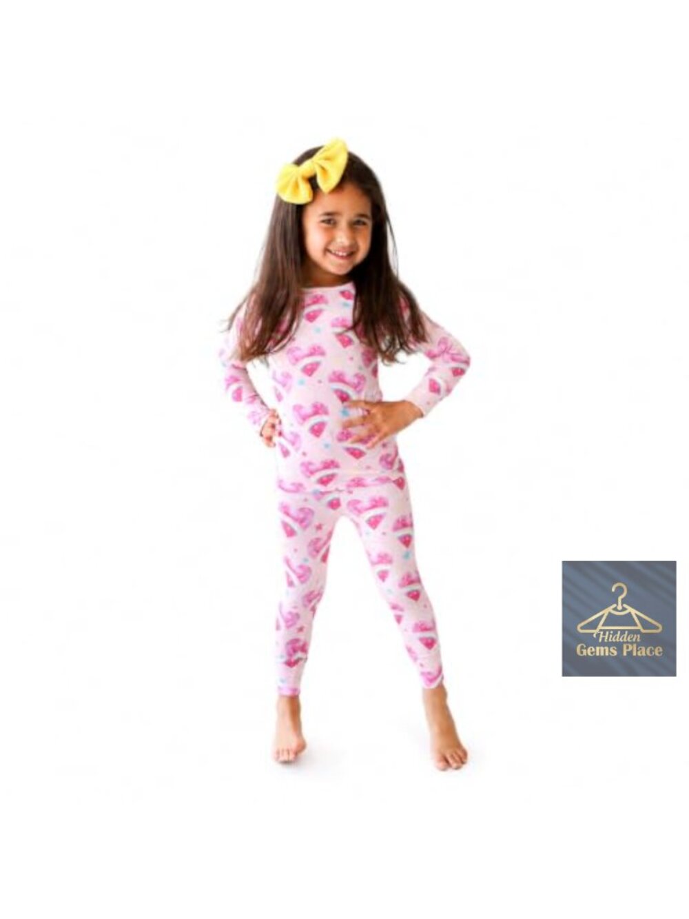 Girls 2-Piece Viscose from Bamboo Pajama Set Long Sleeve Snug Fit PJs